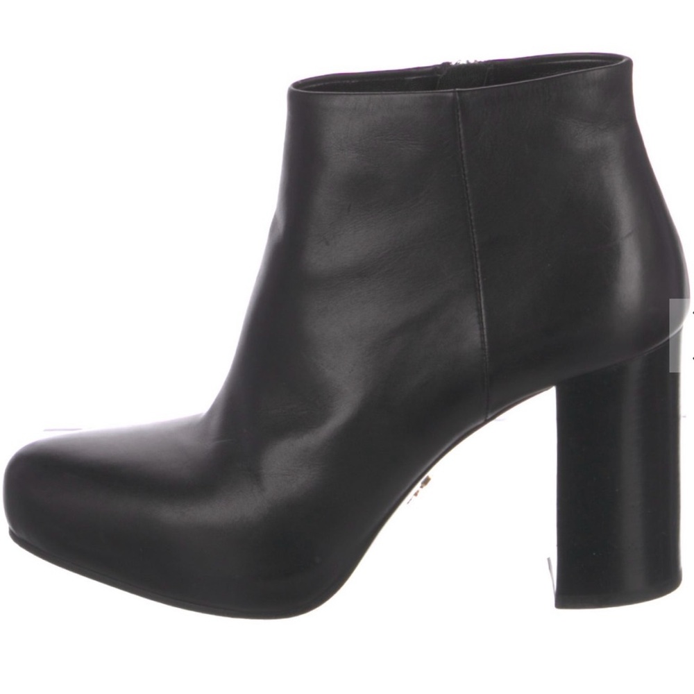 Prada Black Leather Ankle Boots